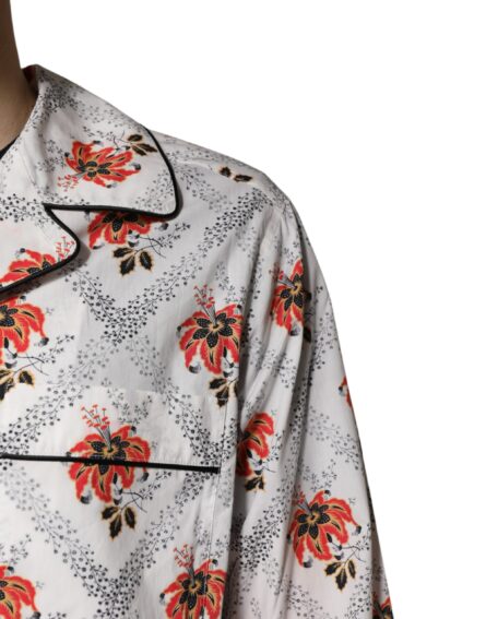 Multicolor Floral Print Cotton Pajama Set Sleepwear - Image 12