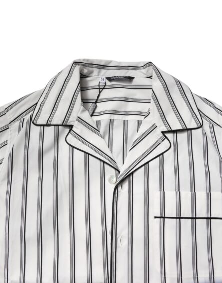 White Black Stripes Cotton Men Pajama Set Sleepwear - Image 6