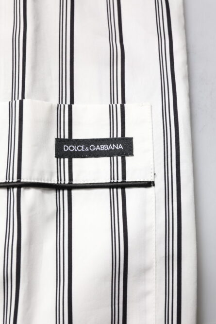 White Black Stripes Cotton Men Pajama Set Sleepwear - Image 15
