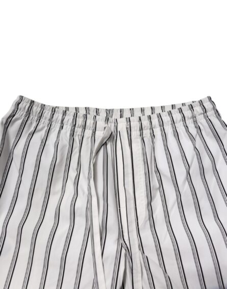 White Black Stripes Cotton Men Pajama Set Sleepwear - Image 8