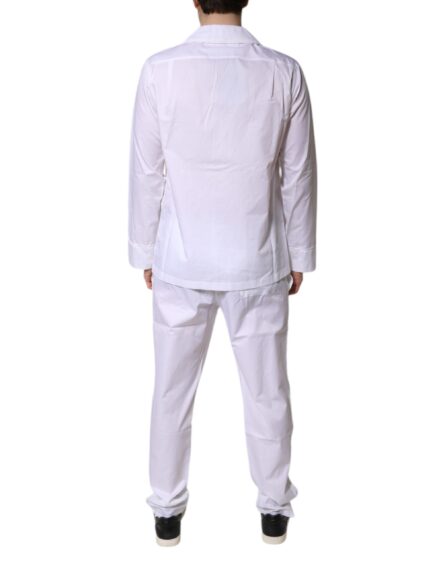 White Cotton Shirt Pants Pajama Set Sleepwear - Image 4