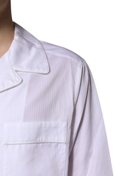 White Cotton Shirt Pants Pajama Set Sleepwear - Image 12