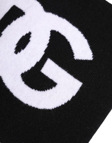 Black White Logo Print Knitted Neck Warmer Scarf - Image 4