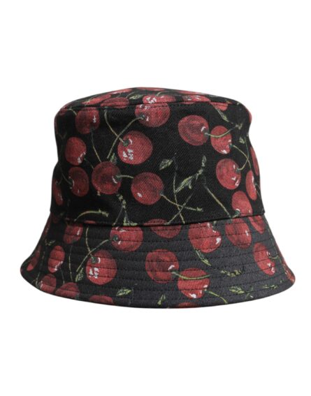 Black Cotton Printed Wide Brim Bucket Hat - Image 3