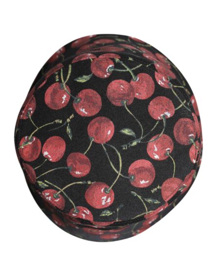 Black Cotton Printed Wide Brim Bucket Hat - Image 4