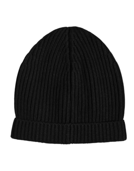 Black Cashmere Knitted Winter Beanie Hat - Image 3
