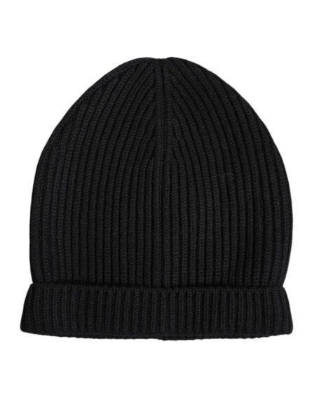 Black Cashmere Knitted Winter Beanie Hat - Image 3