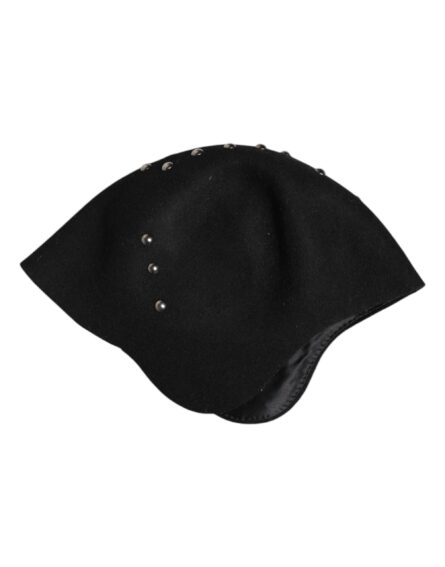 Black Wool Multicolor Embellished Cloche Hat - Image 6