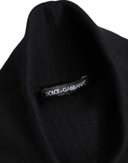 Black Cashmere Knitted Neck Warmer Foulard Scarf - Image 5