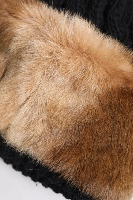Black Brown Dyed Rabbit Real Fur Winter Beanie Hat - Image 4