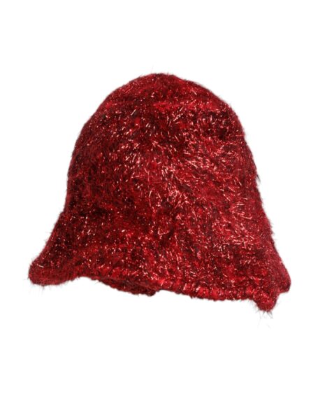 Red Viscose Tinsel Wide Brim Bucket Hat - Image 3