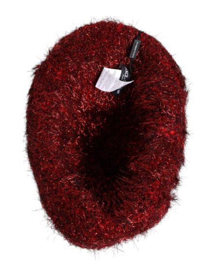 Red Viscose Tinsel Wide Brim Bucket Hat - Image 5