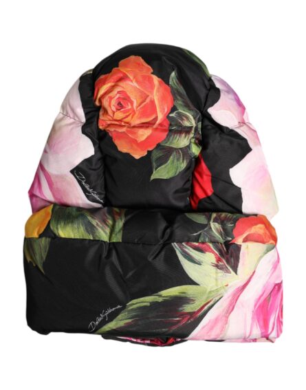 Black Floral Print Whole Head Wrap Hat - Image 3