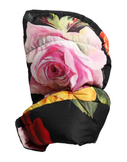 Black Floral Print Whole Head Wrap Hat - Image 4