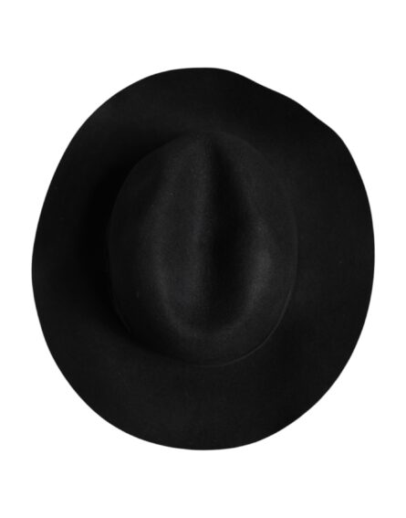 Black Wide Brim Trilby Fedora Hat - Image 4