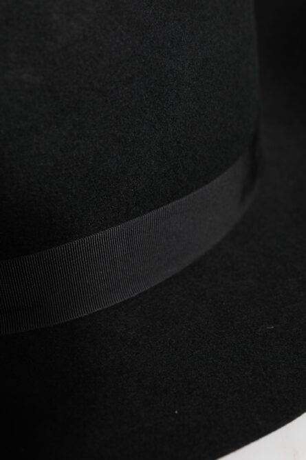 Black Wide Brim Trilby Fedora Hat - Image 5