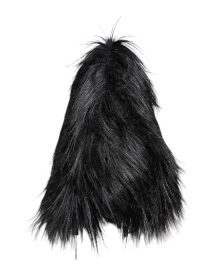 Black Acrylic Fur Womens Bucket Hat - Image 4