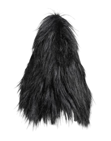 Black Acrylic Fur Womens Bucket Hat - Image 5