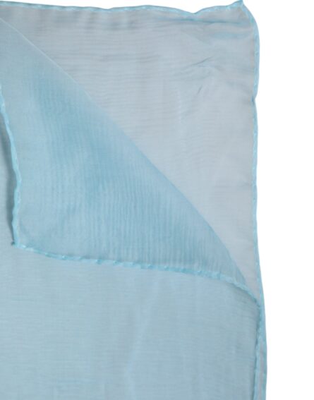 Light Blue Silk Rectangle Wrap Shawl Scarf - Image 4