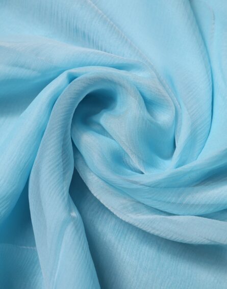 Light Blue Silk Rectangle Wrap Shawl Scarf - Image 5