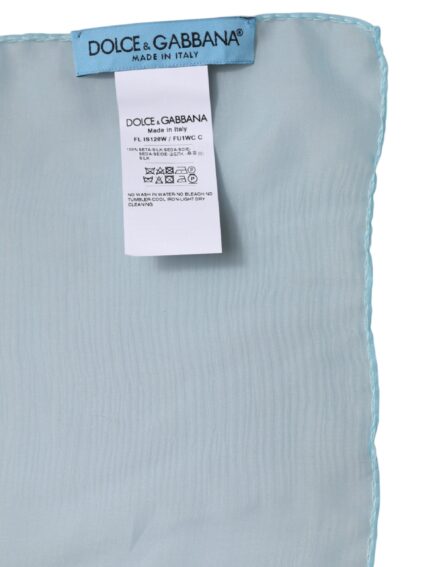 Light Blue Silk Rectangle Wrap Shawl Scarf - Image 6