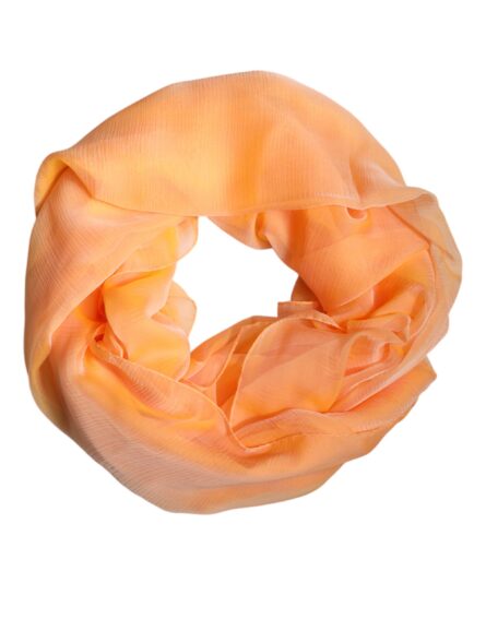 Orange Silk Rectangle Wrap Shawl Scarf - Image 2