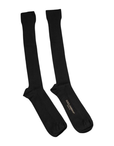 Black Viscose Logo Over The Calf Socks - Image 7