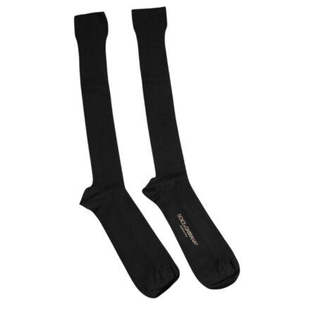 Black Viscose Logo Over The Calf Socks - Image 8