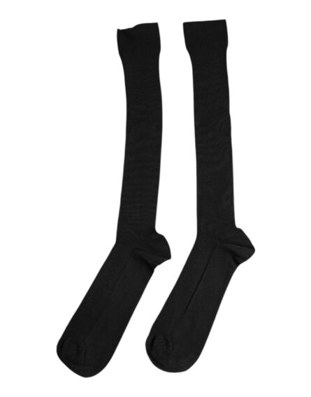 Black Viscose Logo Over The Calf Socks - Image 9