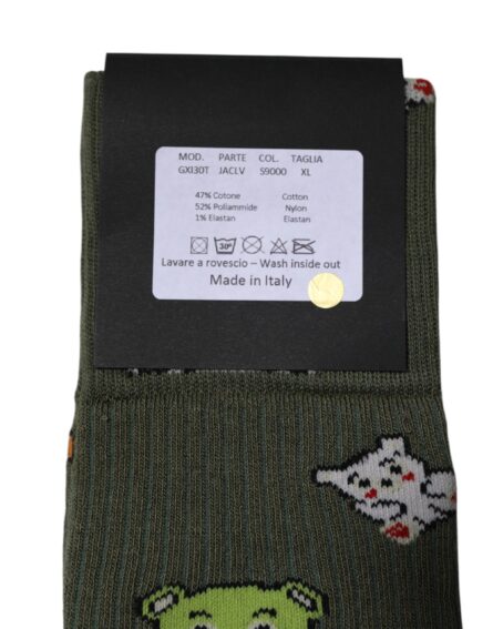 Green Nylon DG Bear Printed Mid Calf Socks - Image 5