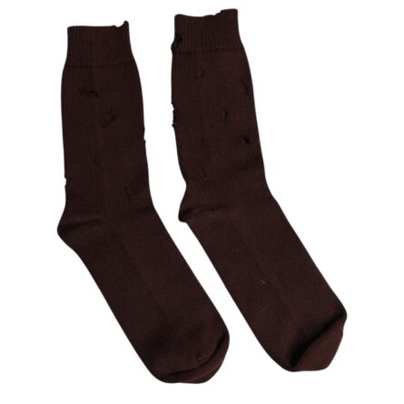 Brown Solid Cotton Stretch Mid Calf Socks - Image 8