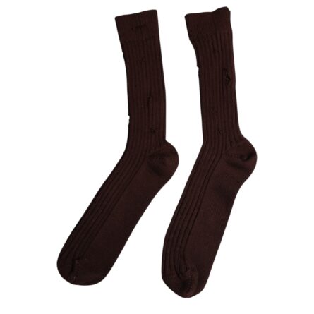 Brown Cotton Stretch Over The Calf Socks - Image 5