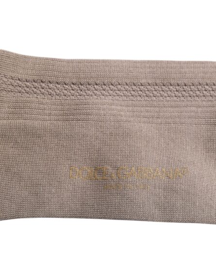 Brown Cotton Stretch Logo Over Calf Socks - Image 4
