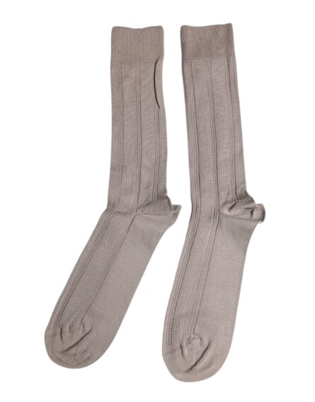 Brown Cotton Stretch Logo Over Calf Socks - Image 5