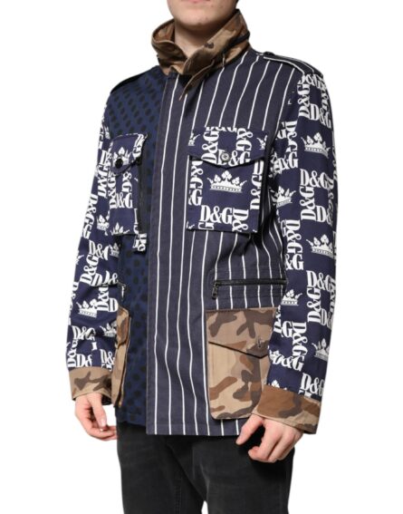 Multicolor Cotton Logo Patchwork Coat Jacket - Image 8