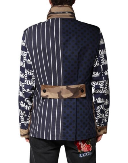 Multicolor Cotton Logo Patchwork Coat Jacket - Image 9
