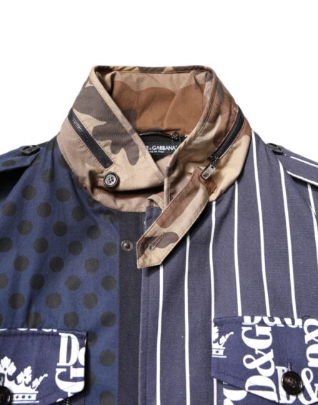 Multicolor Cotton Logo Patchwork Coat Jacket - Image 10