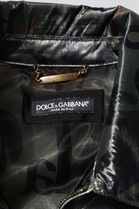 Green DG Logo Print Bomber Full Zip Jacket - Image 7