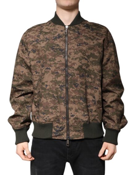 Brown Camouflage Bomber Full Zip Jacket - Image 6