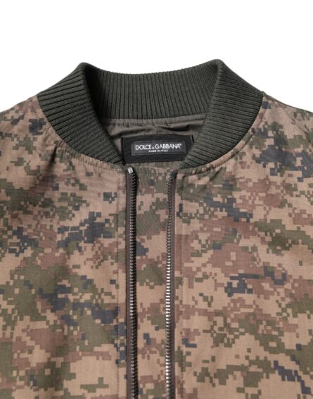 Brown Camouflage Bomber Full Zip Jacket - Image 9
