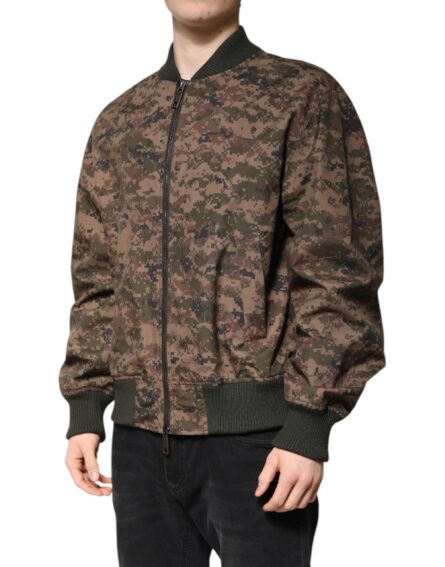 Brown Camouflage Bomber Full Zip Jacket - Image 10