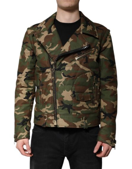 Multicolor Camouflage Nylon Biker Jacket - Image 7