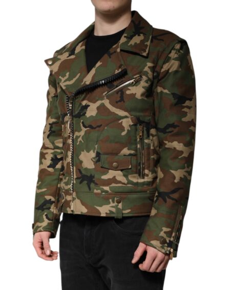 Multicolor Camouflage Nylon Biker Jacket - Image 3