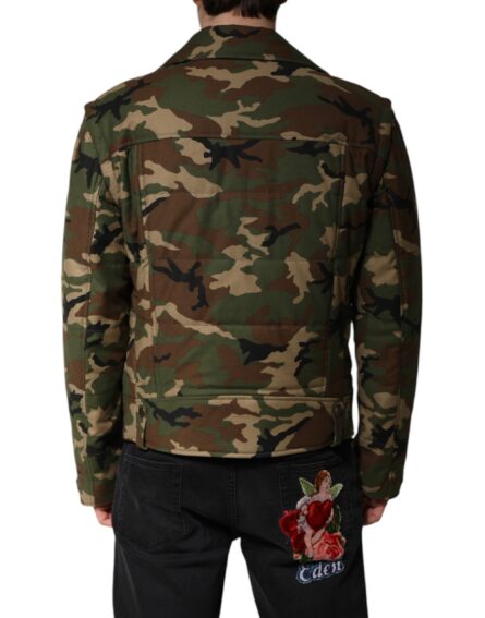 Multicolor Camouflage Nylon Biker Jacket - Image 9