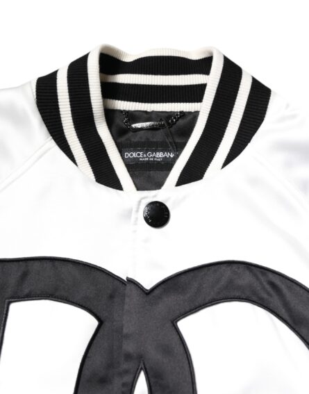 White DG Logo Polyester Jersey Bomber Jacket - Image 11