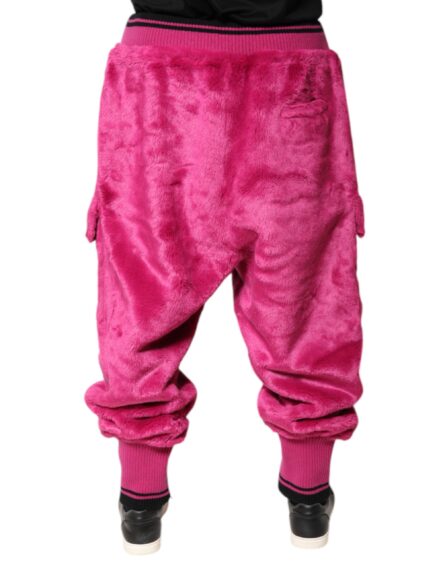 Pink Acrylic Cargo Jogging Sweatpants Pants - Image 3