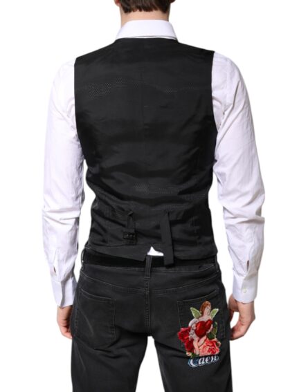 Black Wool Waistcoat Dress Formal Vest - Image 4