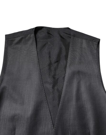 Black Wool Waistcoat Dress Formal Vest - Image 5