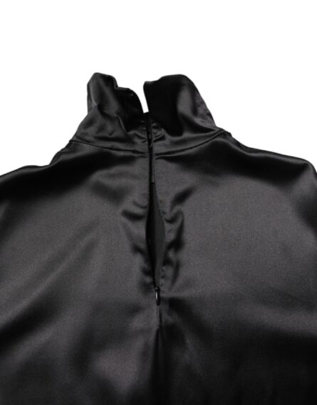Black Silk Turtleneck Men Pullover Sweater - Image 5
