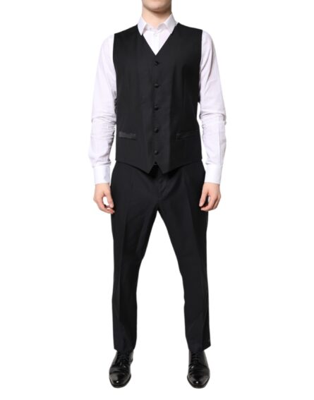 Black Double Breasted Formal 3 Piece Suit - Image 5